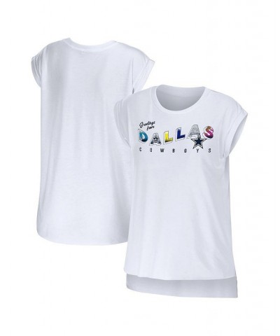 Women's White Dallas Cowboys Greetings From Muscle T-shirt White $26.49 Tops
