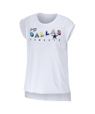 Women's White Dallas Cowboys Greetings From Muscle T-shirt White $26.49 Tops