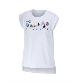 Women's White Dallas Cowboys Greetings From Muscle T-shirt White $26.49 Tops