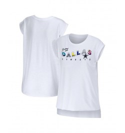 Women's White Dallas Cowboys Greetings From Muscle T-shirt White $26.49 Tops