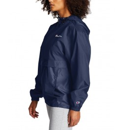 Women's Packable Hooded Jacket Blue $25.81 Jackets