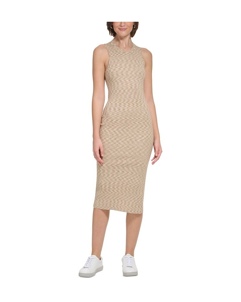 Women's Space-Dyed Sleeveless Midi Dress Brown $34.06 Dresses