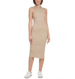 Women's Space-Dyed Sleeveless Midi Dress Brown $34.06 Dresses