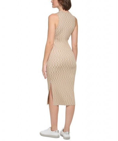 Women's Space-Dyed Sleeveless Midi Dress Brown $34.06 Dresses