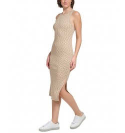 Women's Space-Dyed Sleeveless Midi Dress Brown $34.06 Dresses