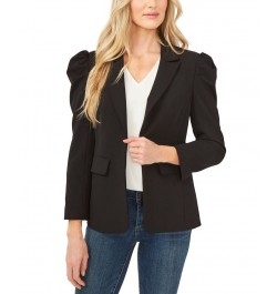 Women's Puff-Shoulder Open Front Long Sleeve Blazer Rich Black $56.99 Jackets