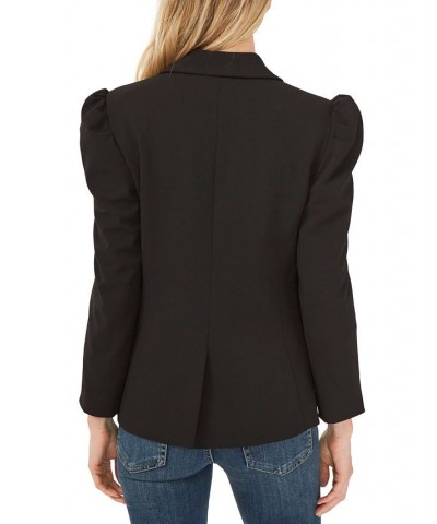 Women's Puff-Shoulder Open Front Long Sleeve Blazer Rich Black $56.99 Jackets