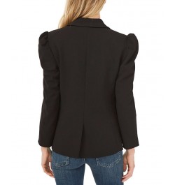 Women's Puff-Shoulder Open Front Long Sleeve Blazer Rich Black $56.99 Jackets