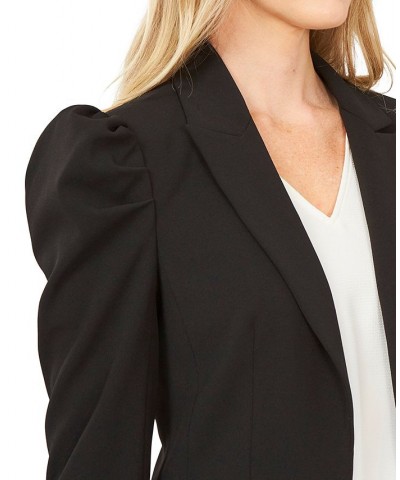 Women's Puff-Shoulder Open Front Long Sleeve Blazer Rich Black $56.99 Jackets