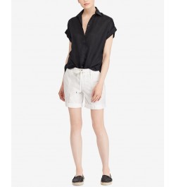 Dolman-Sleeve Linen Shirt Polo Black $53.66 Tops