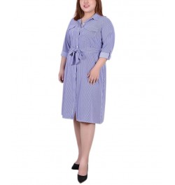 Plus Size Printed Shirt Dress Blue Tortorella $19.92 Dresses