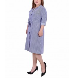 Plus Size Printed Shirt Dress Blue Tortorella $19.92 Dresses