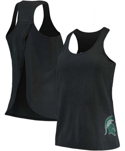 Women's Black Michigan State Spartans Vintage-Like Charm Open Back Tank Top Black $18.45 Tops