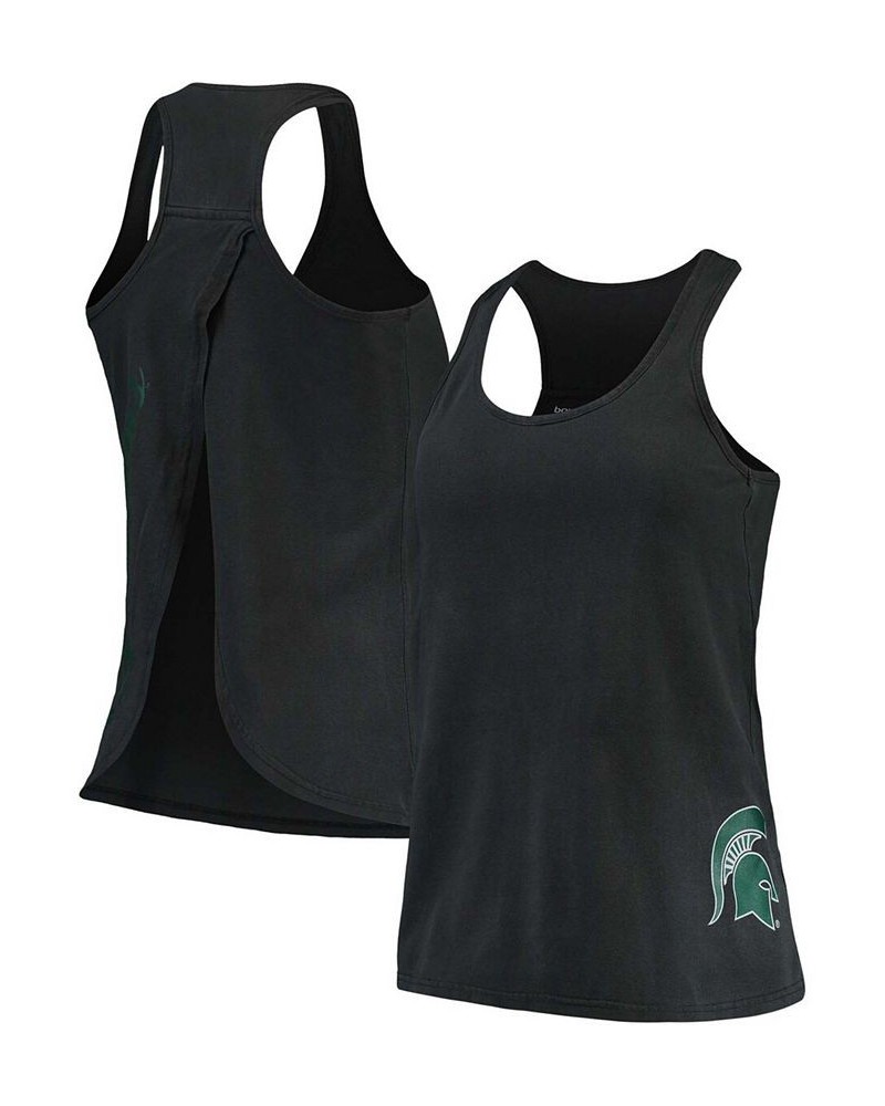 Women's Black Michigan State Spartans Vintage-Like Charm Open Back Tank Top Black $18.45 Tops