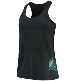 Women's Black Michigan State Spartans Vintage-Like Charm Open Back Tank Top Black $18.45 Tops