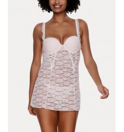 Women's Rachel Lace Chemise 2 Piece Lingerie Set Pink $20.70 Sleepwear