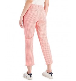 Women's Gingham-Print Cuffed Pants Pink $24.00 Pants