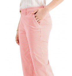 Women's Gingham-Print Cuffed Pants Pink $24.00 Pants