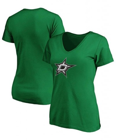 Women's Kelly Green Dallas Stars Primary Logo V-Neck T-shirt Kelly Green $20.13 Tops