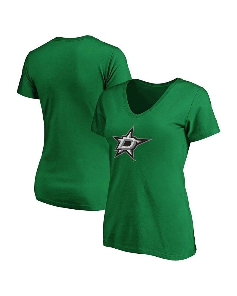 Women's Kelly Green Dallas Stars Primary Logo V-Neck T-shirt Kelly Green $20.13 Tops