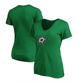 Women's Kelly Green Dallas Stars Primary Logo V-Neck T-shirt Kelly Green $20.13 Tops