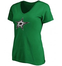 Women's Kelly Green Dallas Stars Primary Logo V-Neck T-shirt Kelly Green $20.13 Tops