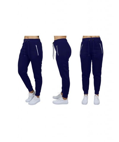 Women's Loose Fit Jogger Pants With Zipper Pockets Navy $18.70 Pants
