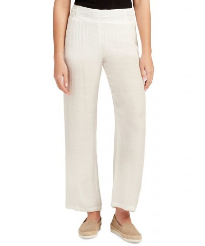 Juniors' Mid Rise Pull-On Wide-Leg Pants Off White $20.58 Pants
