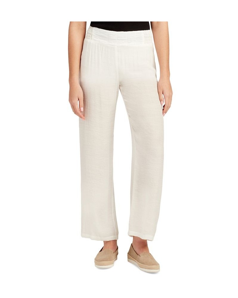 Juniors' Mid Rise Pull-On Wide-Leg Pants Off White $20.58 Pants