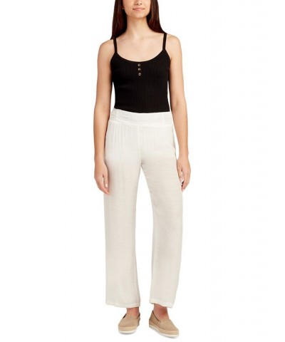 Juniors' Mid Rise Pull-On Wide-Leg Pants Off White $20.58 Pants