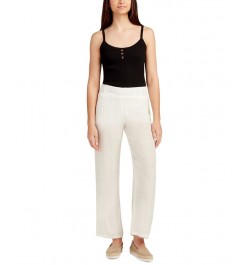 Juniors' Mid Rise Pull-On Wide-Leg Pants Off White $20.58 Pants