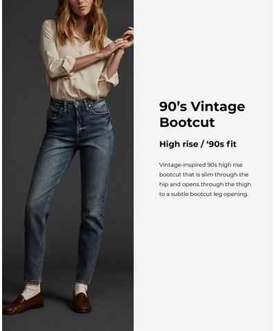 Women's Vintage-Inspired High-Rise Bootcut Jeans Indigo $32.94 Jeans