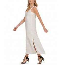 Linen V-Neck Maxi Dress White $43.75 Dresses