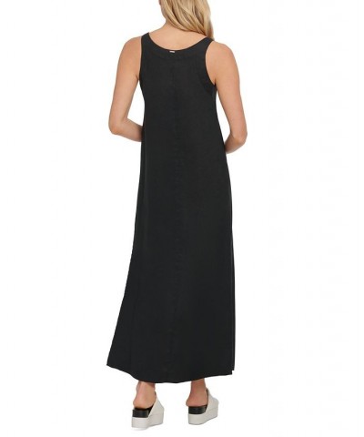 Linen V-Neck Maxi Dress White $43.75 Dresses