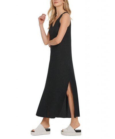 Linen V-Neck Maxi Dress White $43.75 Dresses