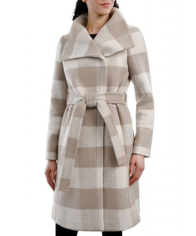 Women's Asymmetric Belted Wrap Coat Brown $96.00 Coats