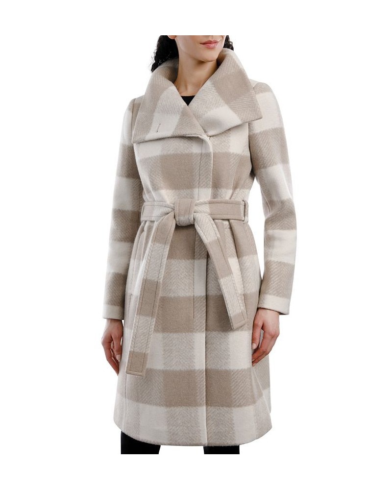 Women's Asymmetric Belted Wrap Coat Brown $96.00 Coats