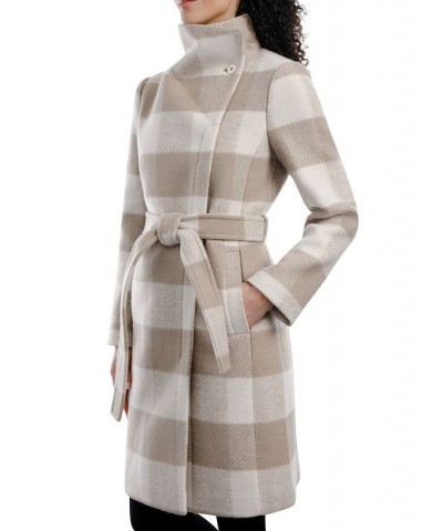 Women's Asymmetric Belted Wrap Coat Brown $96.00 Coats