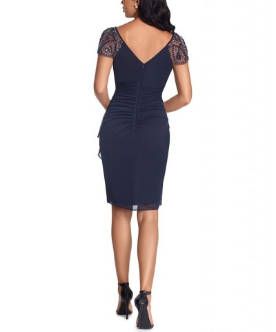 Beaded-Sleeve Sheath Dress Navy $75.62 Dresses