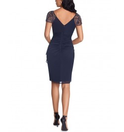 Beaded-Sleeve Sheath Dress Navy $75.62 Dresses