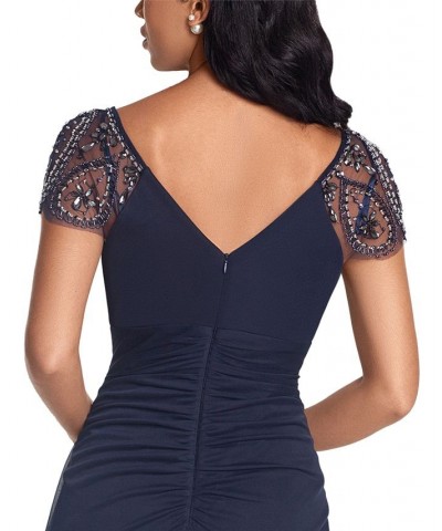 Beaded-Sleeve Sheath Dress Navy $75.62 Dresses