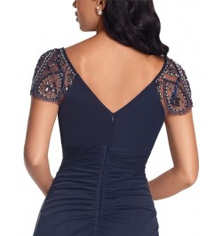 Beaded-Sleeve Sheath Dress Navy $75.62 Dresses