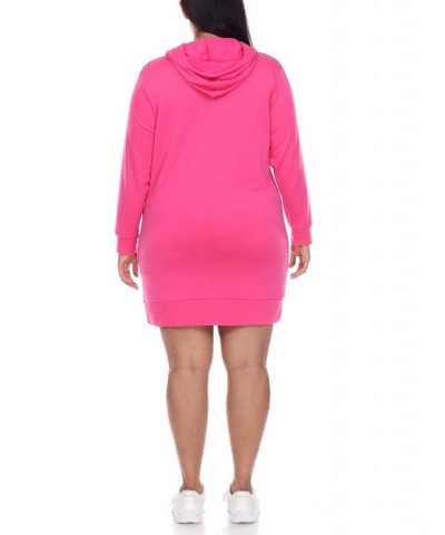 Women's Plus Size Hoodie Sweatshirt Dress Red $36.04 Dresses