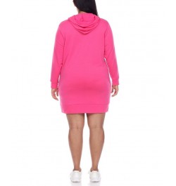 Women's Plus Size Hoodie Sweatshirt Dress Red $36.04 Dresses