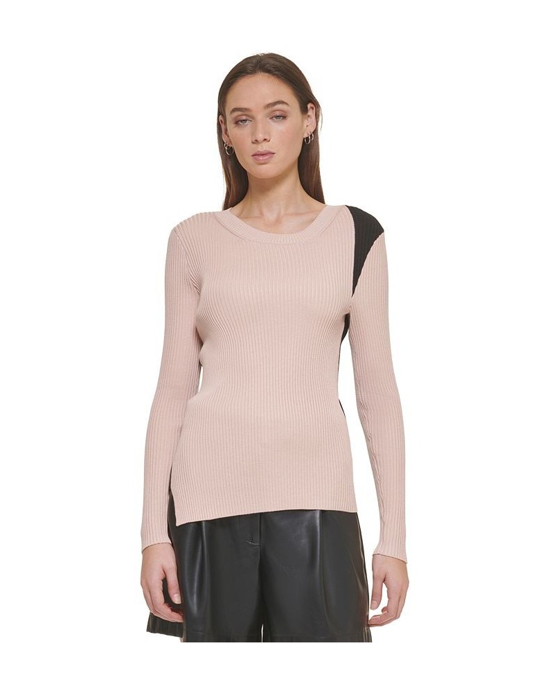 Contrast-Shoulder Sweater Gold Sand/black $24.67 Sweaters