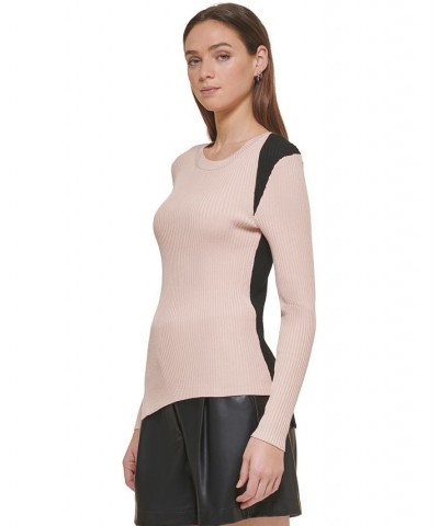 Contrast-Shoulder Sweater Gold Sand/black $24.67 Sweaters