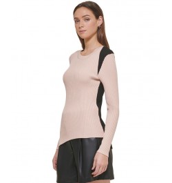 Contrast-Shoulder Sweater Gold Sand/black $24.67 Sweaters