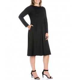 Women's Plus Size Fit and Flare Midi Dress Brick $19.13 Dresses