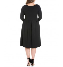 Women's Plus Size Fit and Flare Midi Dress Brick $19.13 Dresses