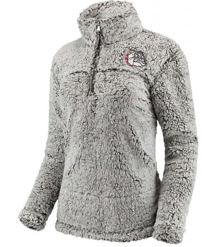 Women's Gray Gonzaga Bulldogs Sherpa Super Soft Quarter Zip Pullover Jacket Gray $30.00 Jackets